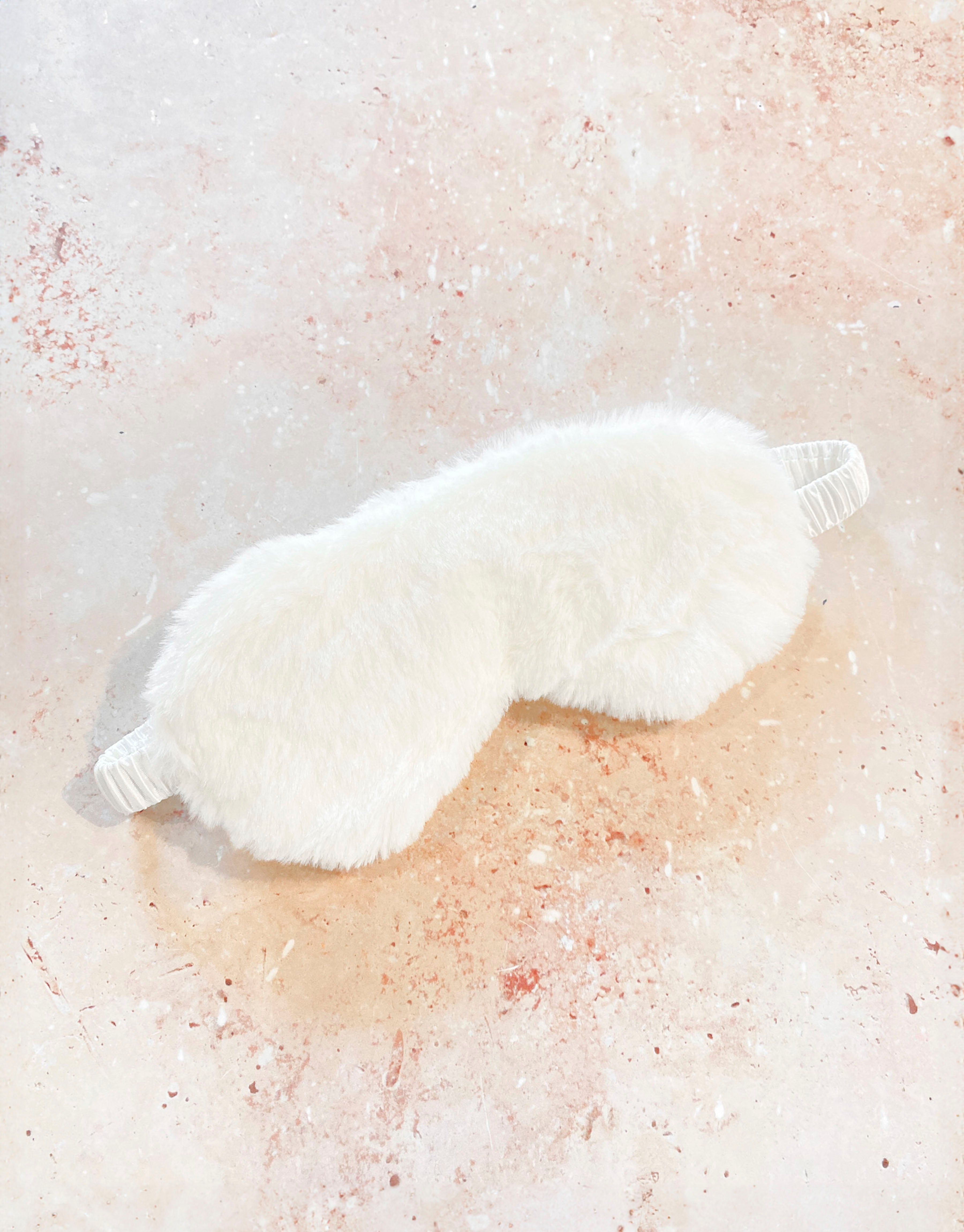 Fluffy Satin Sleep Eye Mask - White front