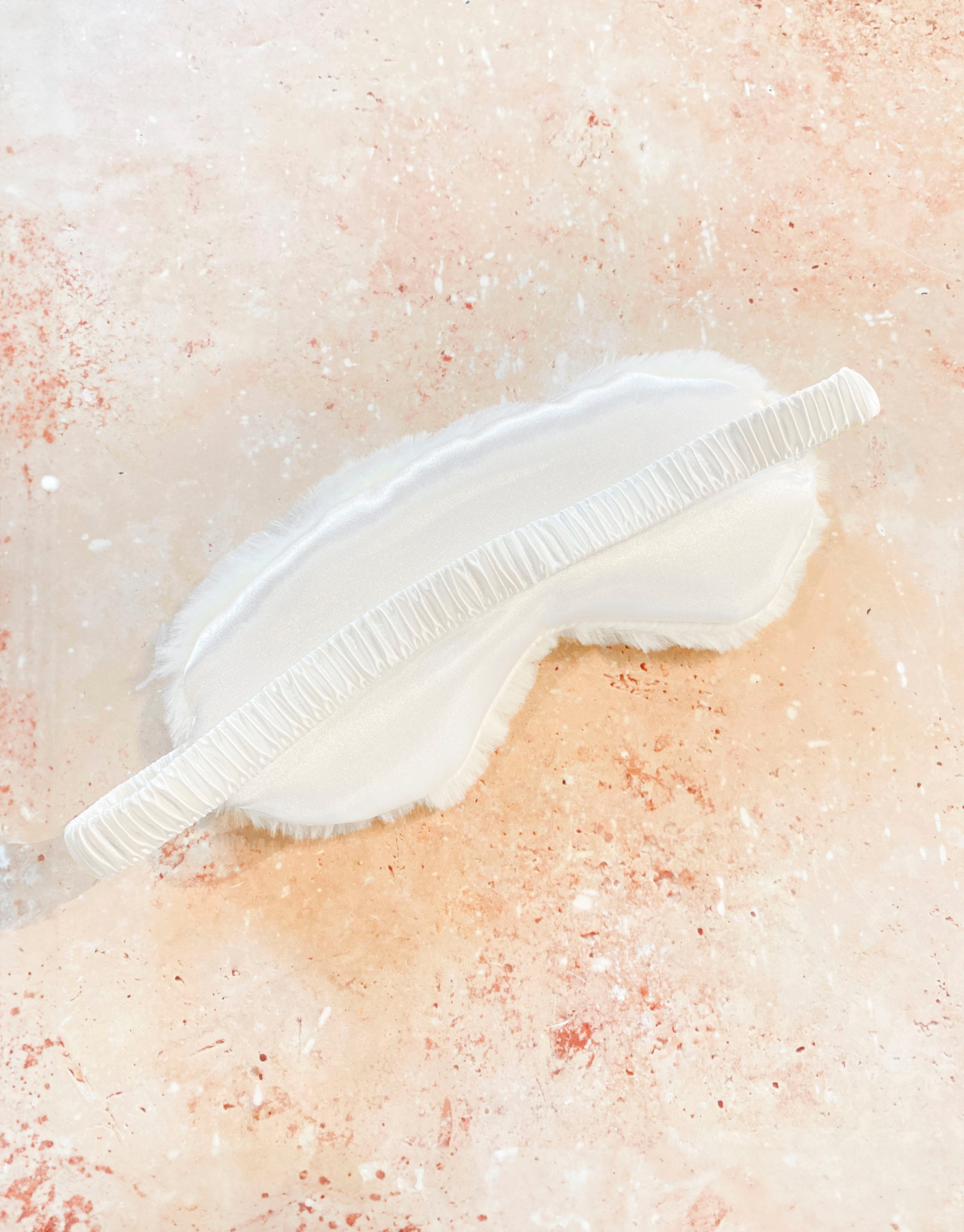 Fluffy Satin Sleep Eye Mask - White back