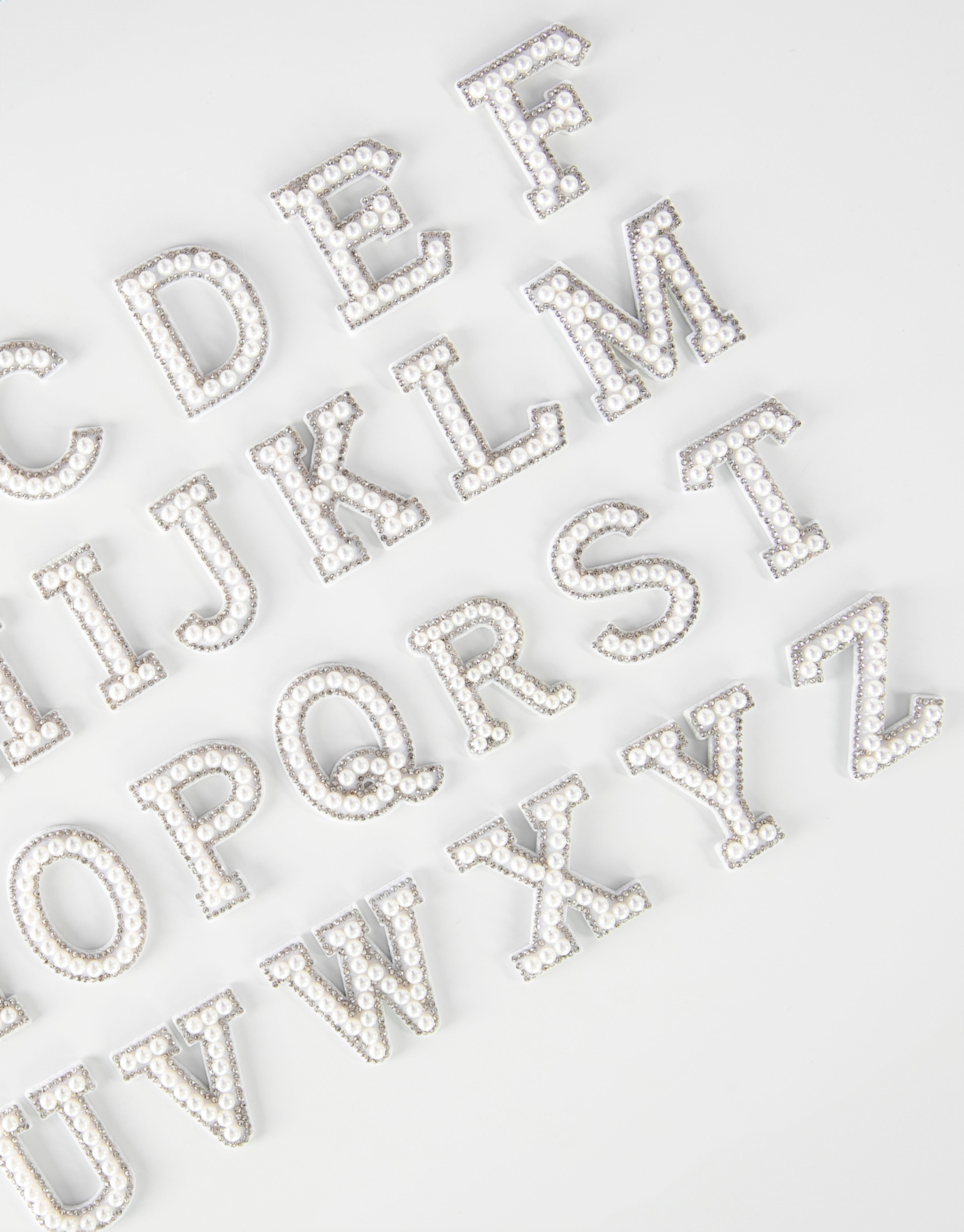 Handmade Pearl & Rhinestone Letters: Letter Patches from A - Z