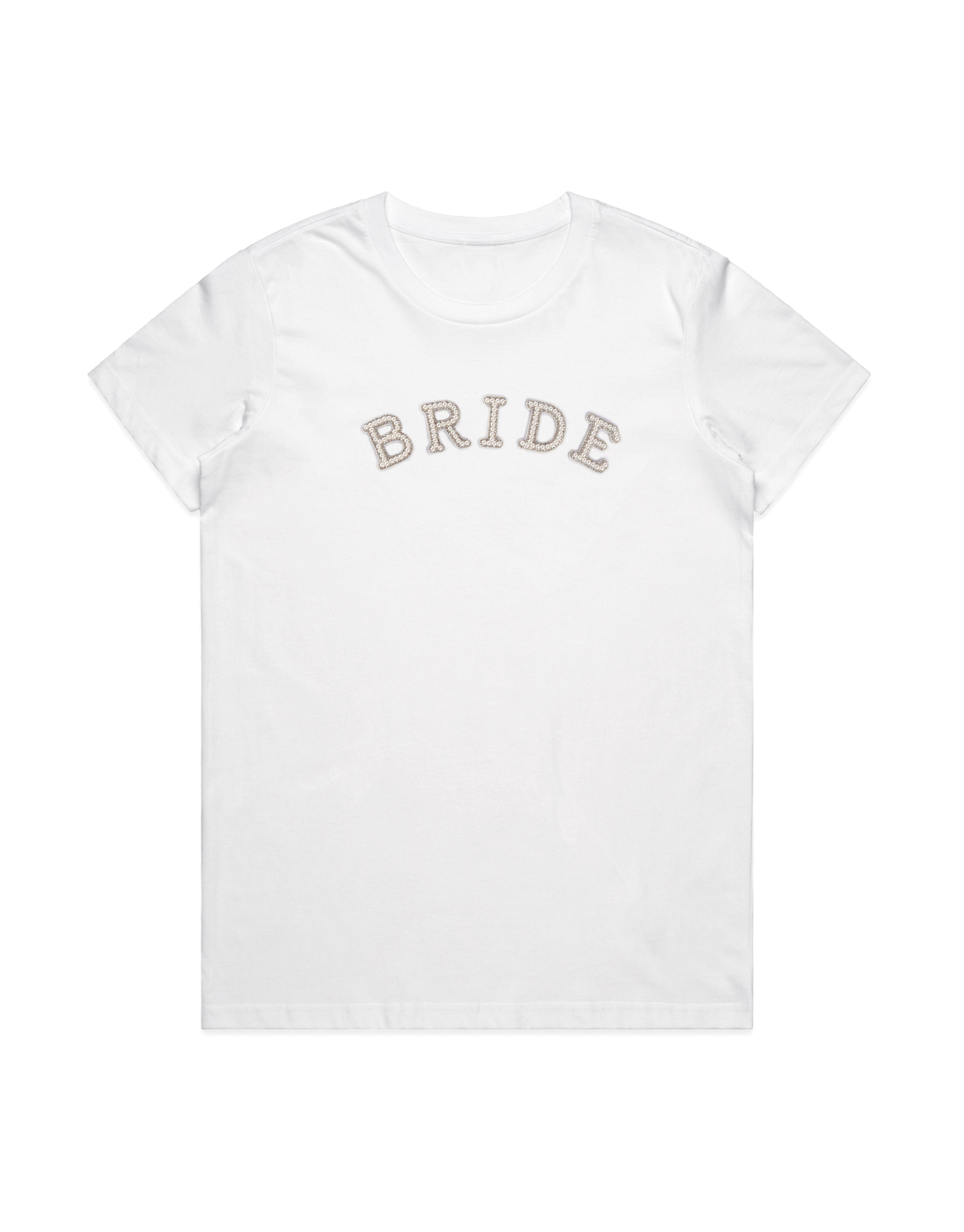 23Dreams White Bridal Pearls Cotton T-Shirt - Perfect Gift for the Bride