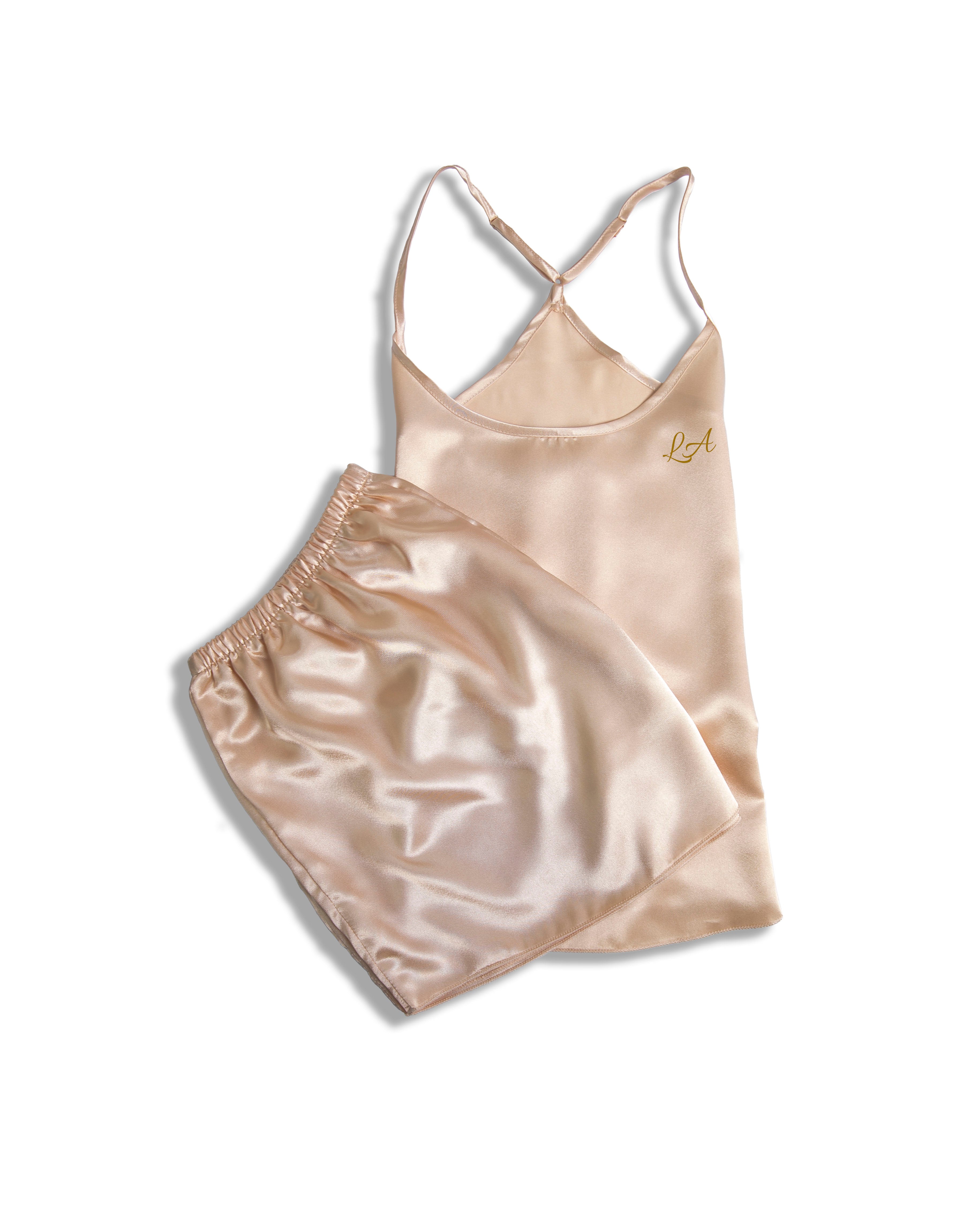 Luxe Satin Camisole Set - Champagne - Customised