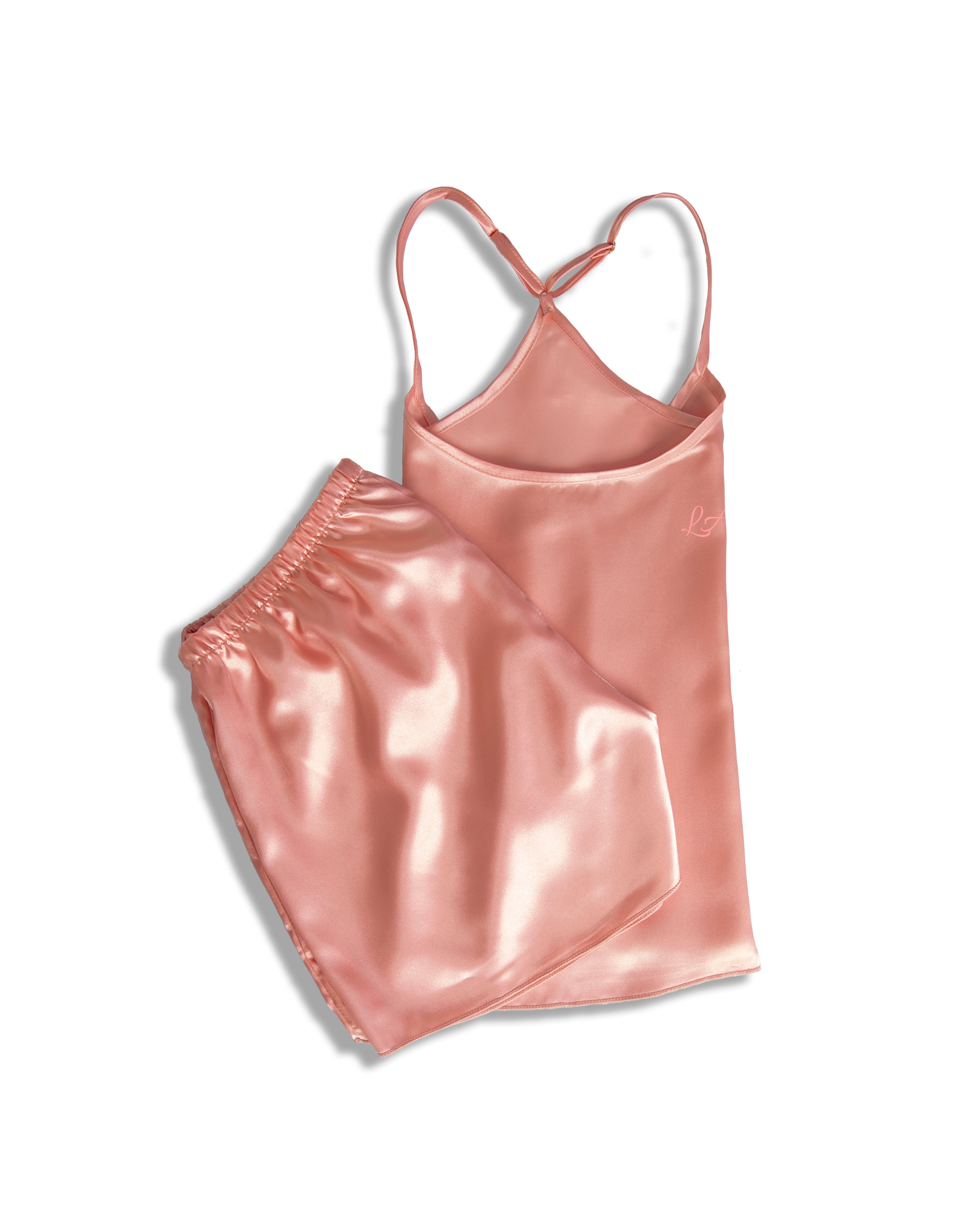 Luxe Satin Camisole Set - Pink - Customised