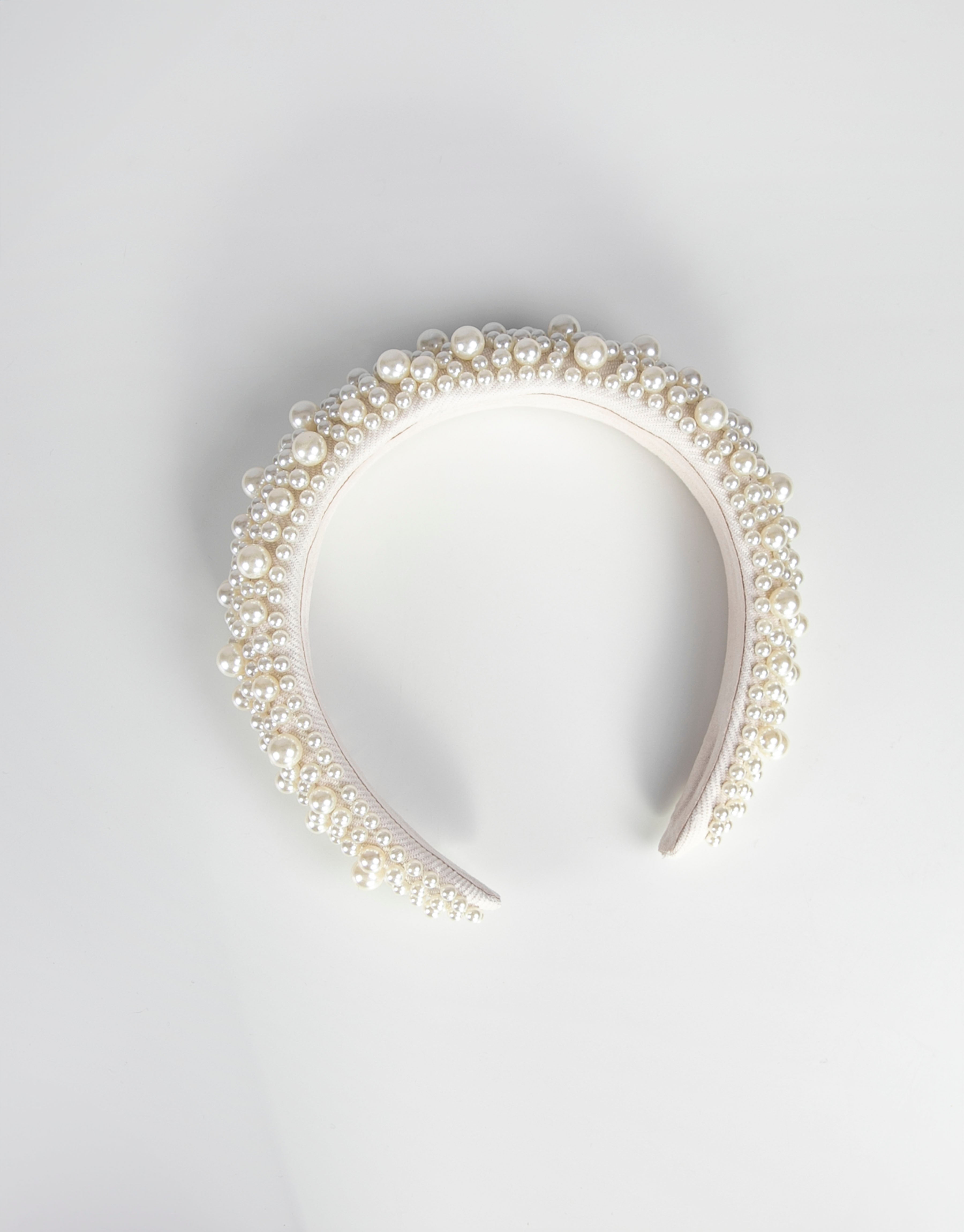 23Dreams White Pearled Headband - side view