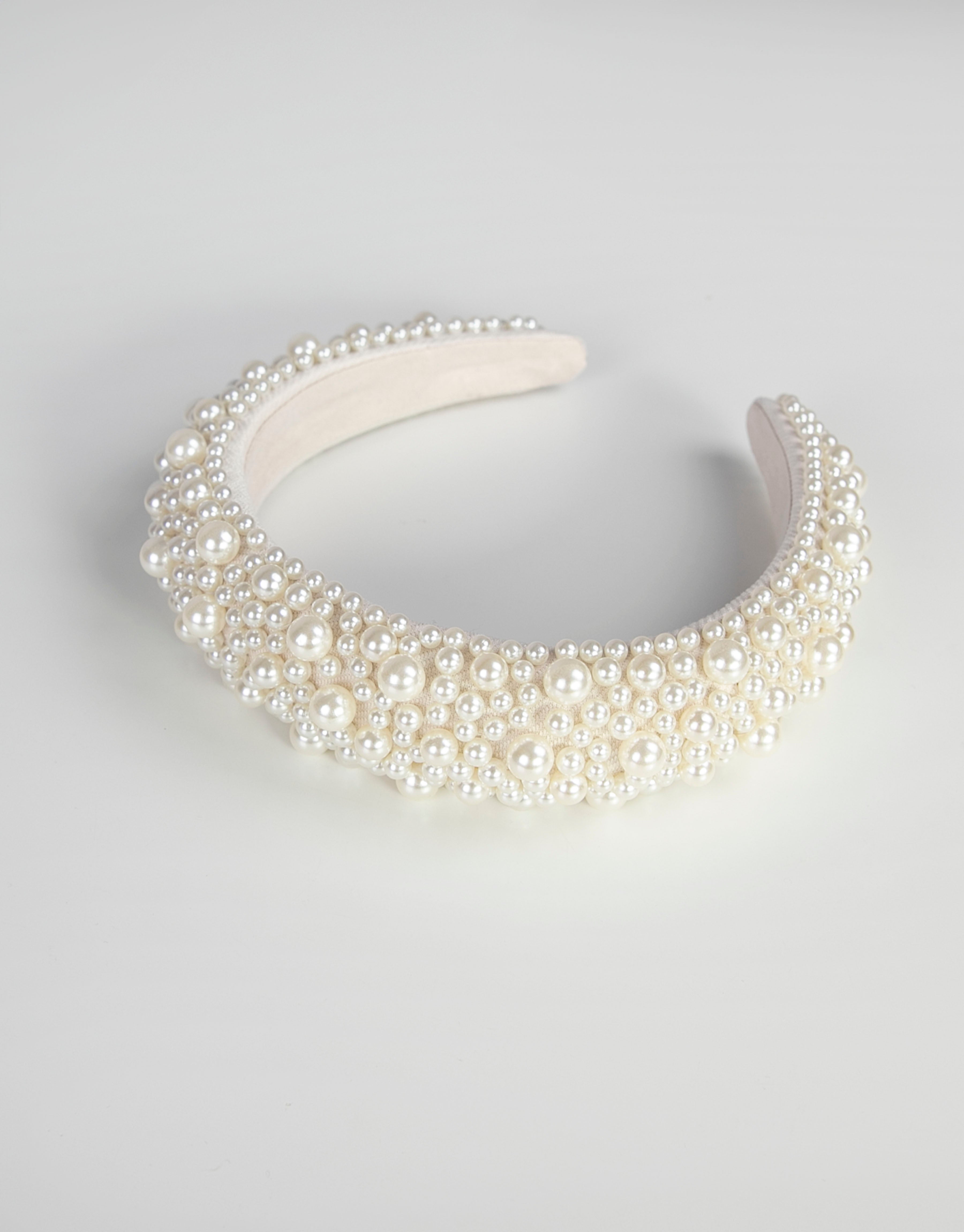 23Dreams White Pearled Headband - side view