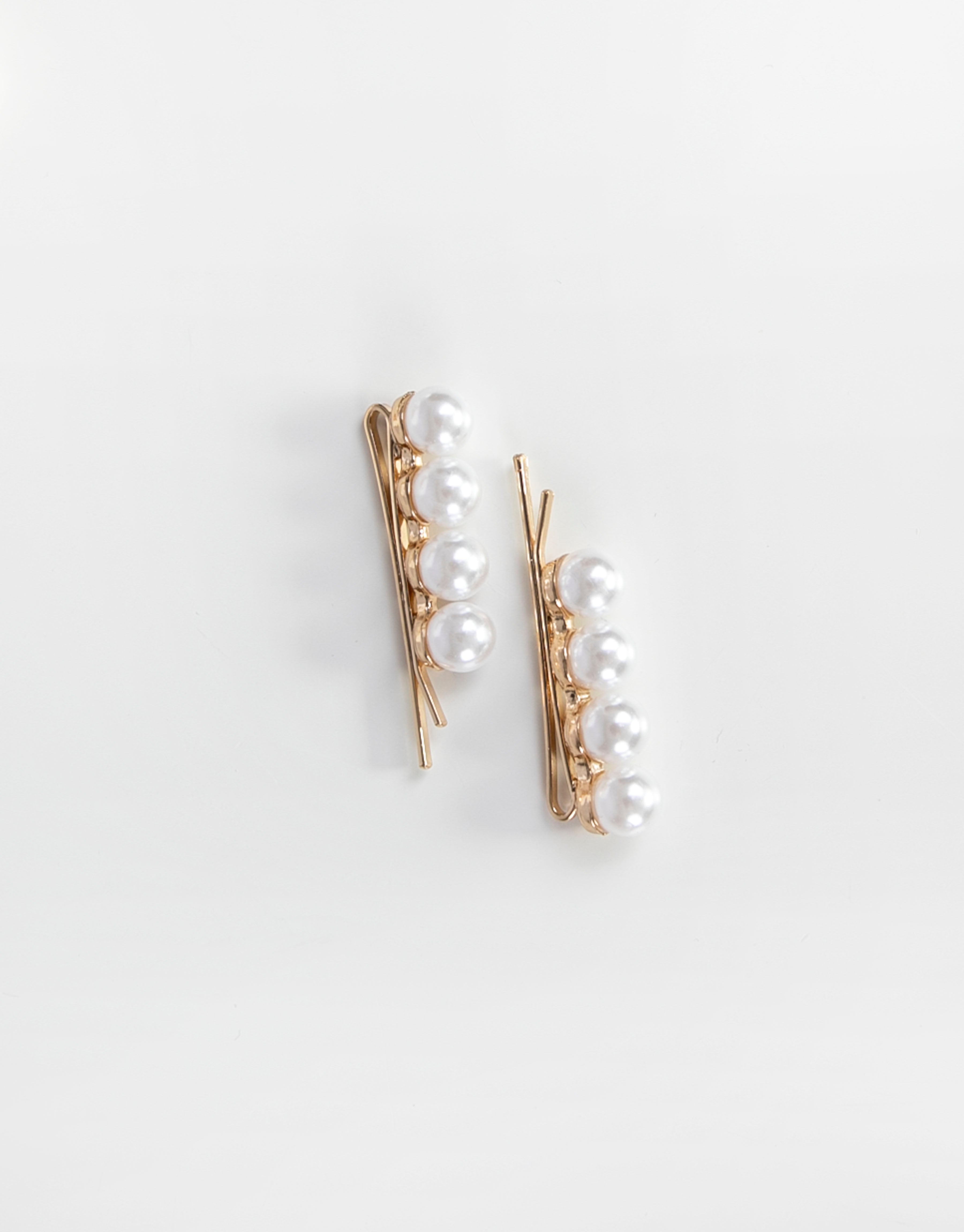 23Dreams White Pearls Gold Hair Pin Set pf 2 - side view