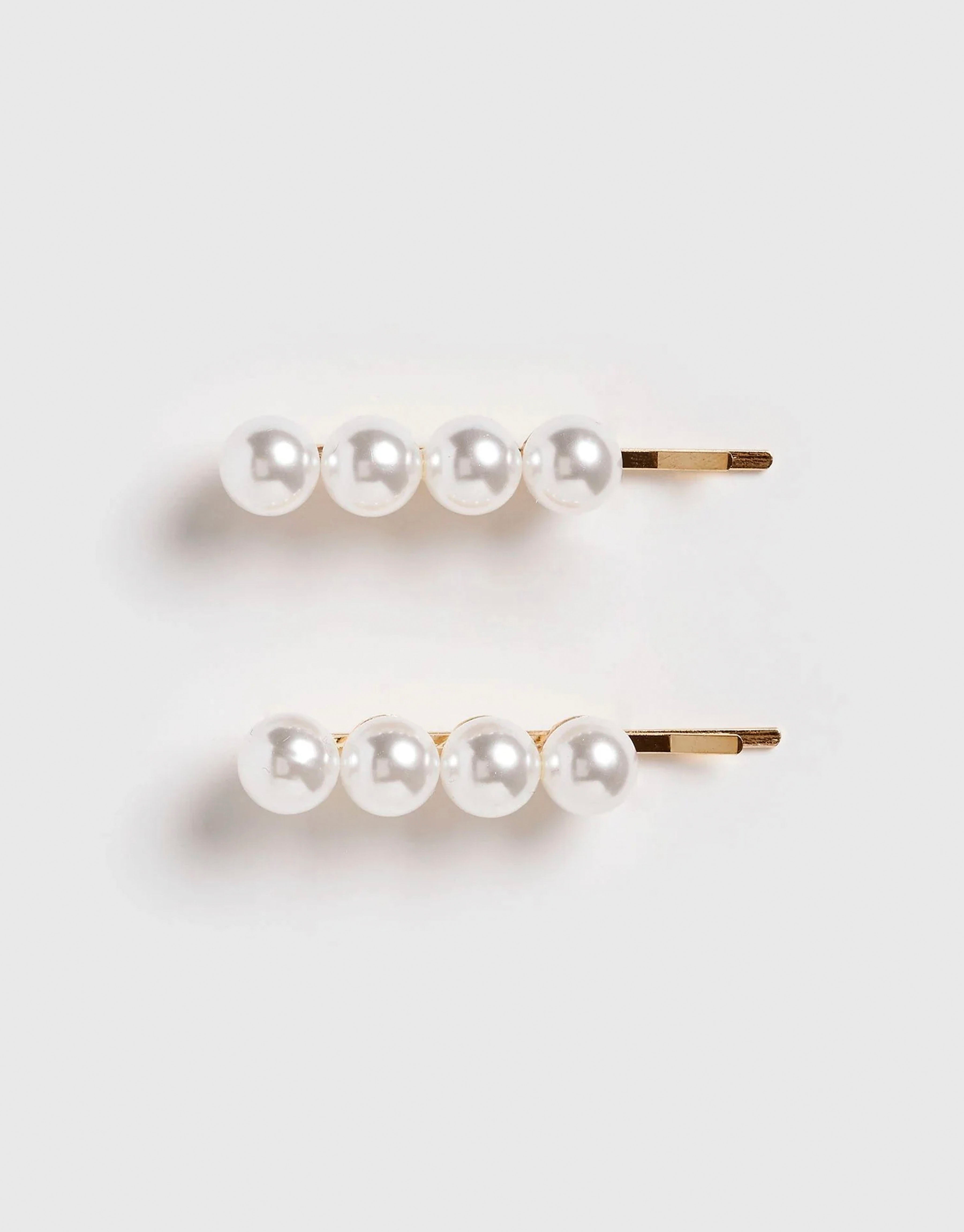 23Dreams White Pearls Gold Hair Pin Set pf 2 - top view