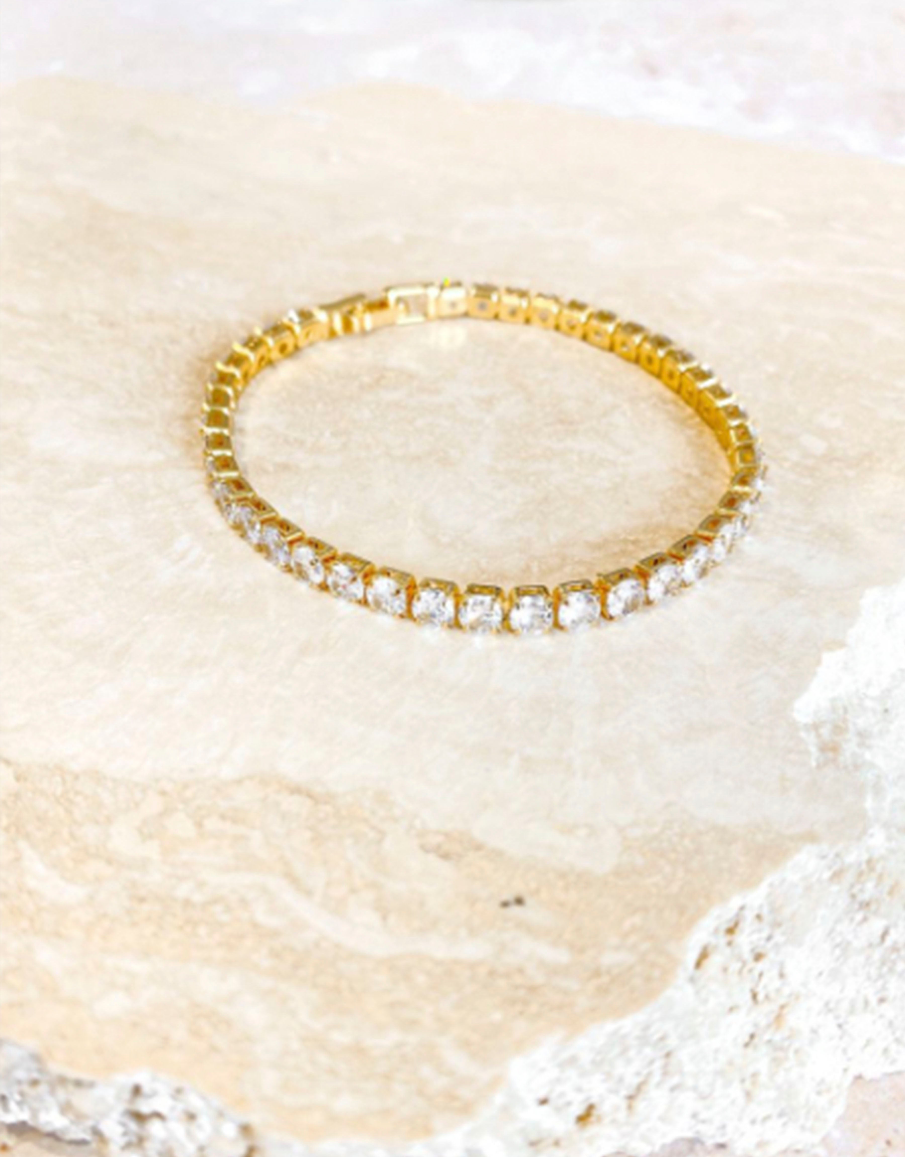 Tennis Diamante 18K Gold Plate Bracelet