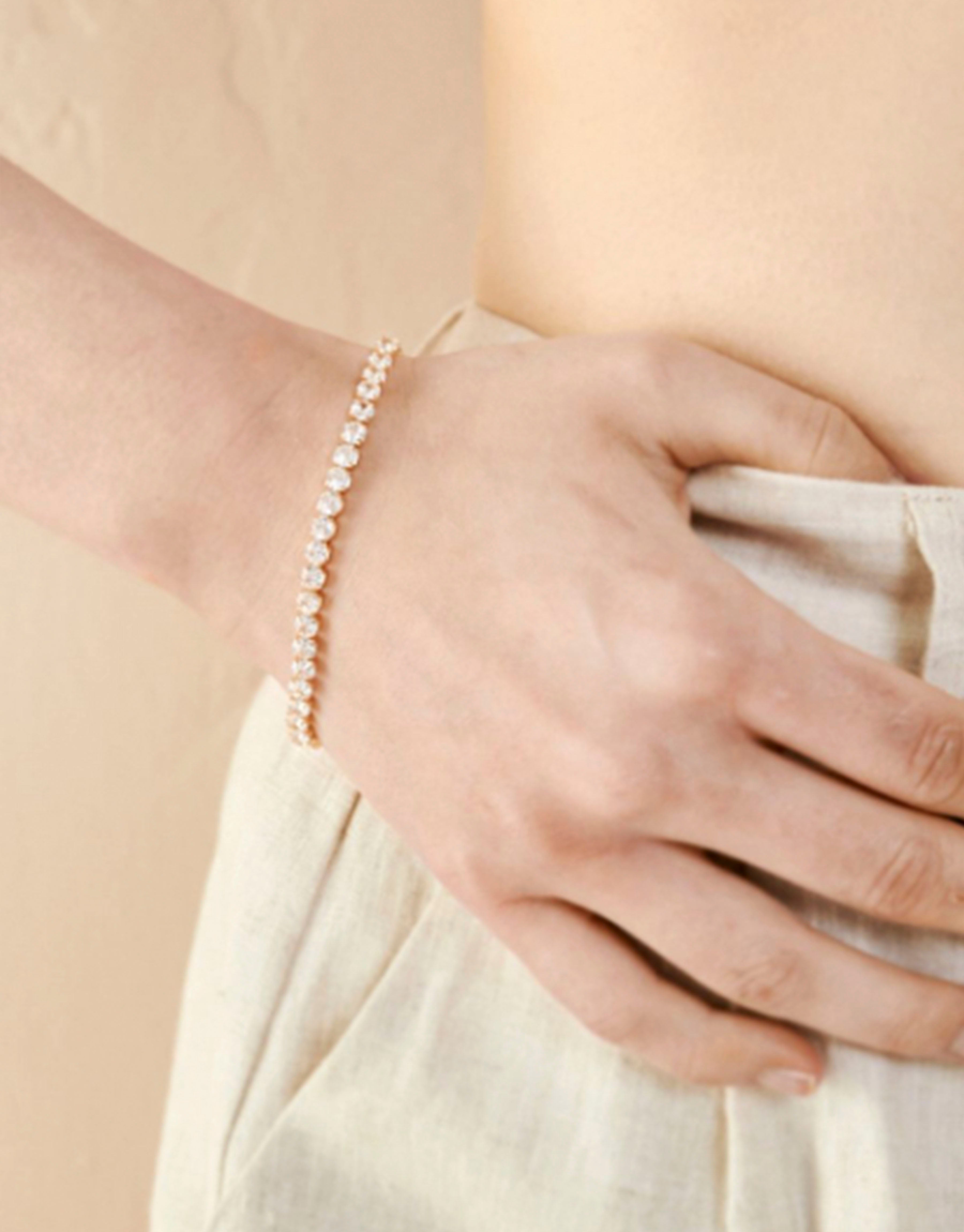 Tennis Diamante 18K Gold Plate Bracelet