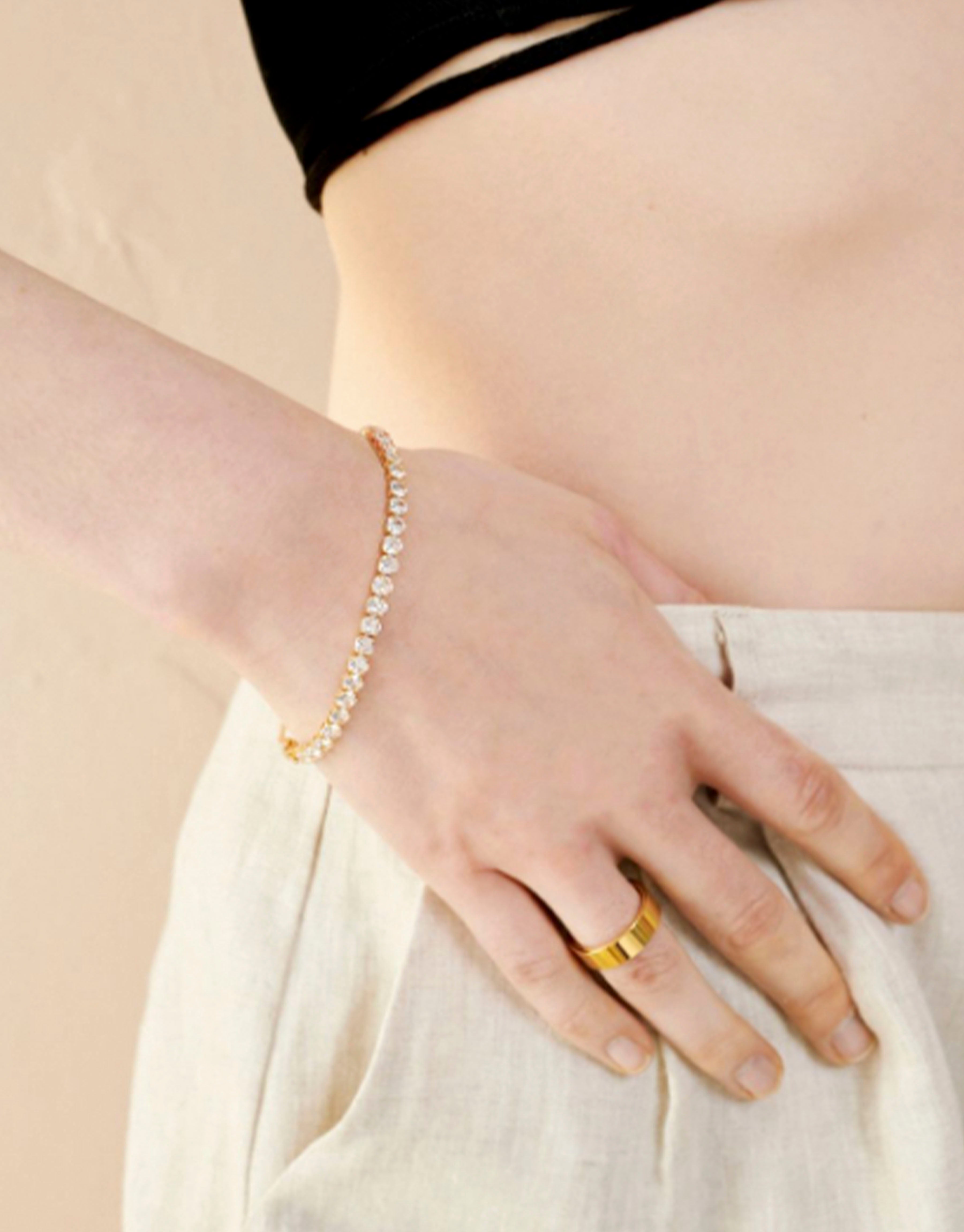 Tennis Diamante 18K Gold Plate Bracelet