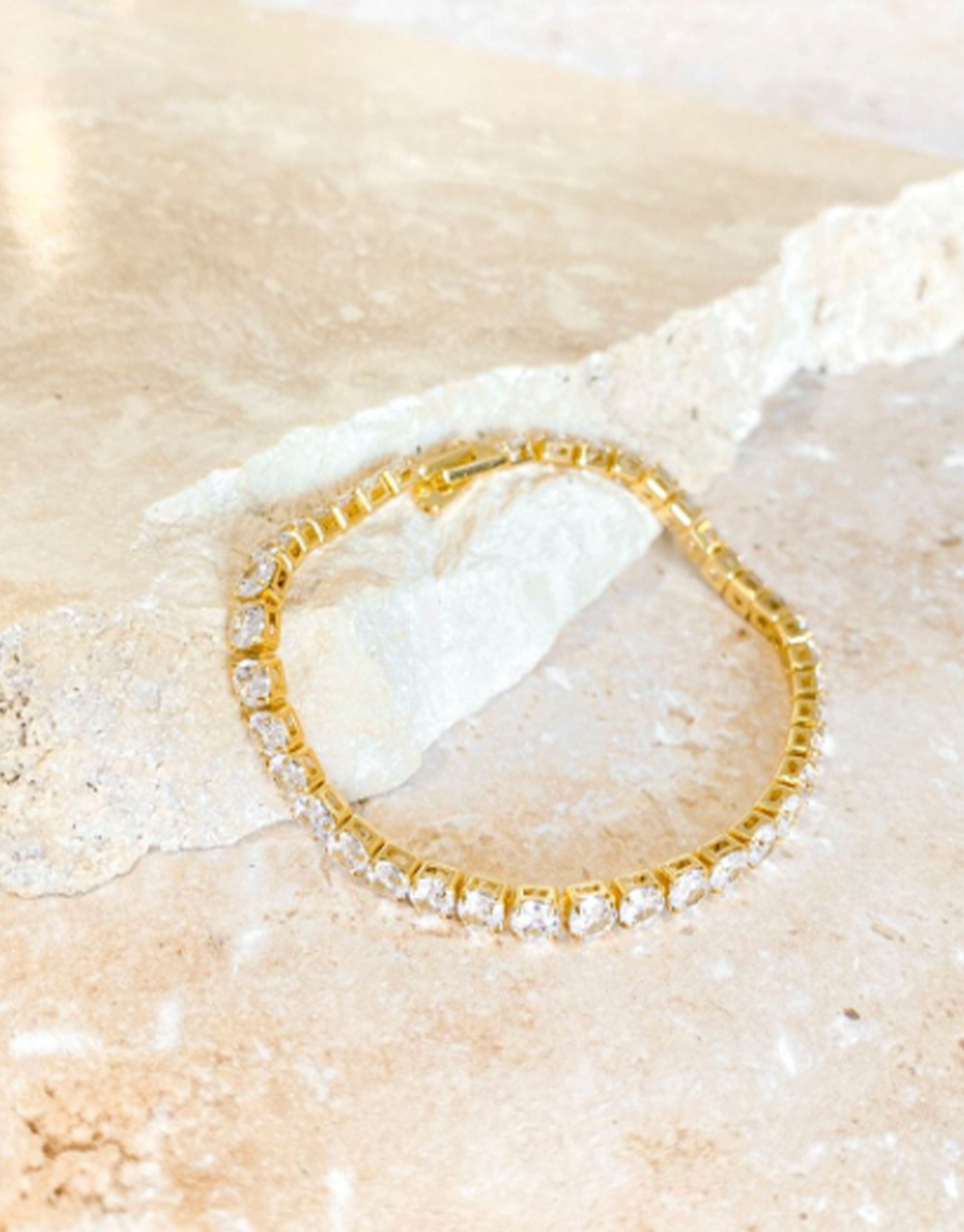 Tennis Diamante 18K Gold Plate Bracelet
