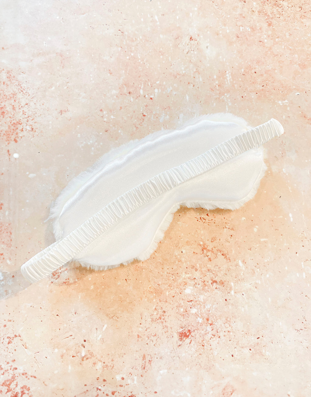 Fluffy Satin Sleep Eye Mask - White back