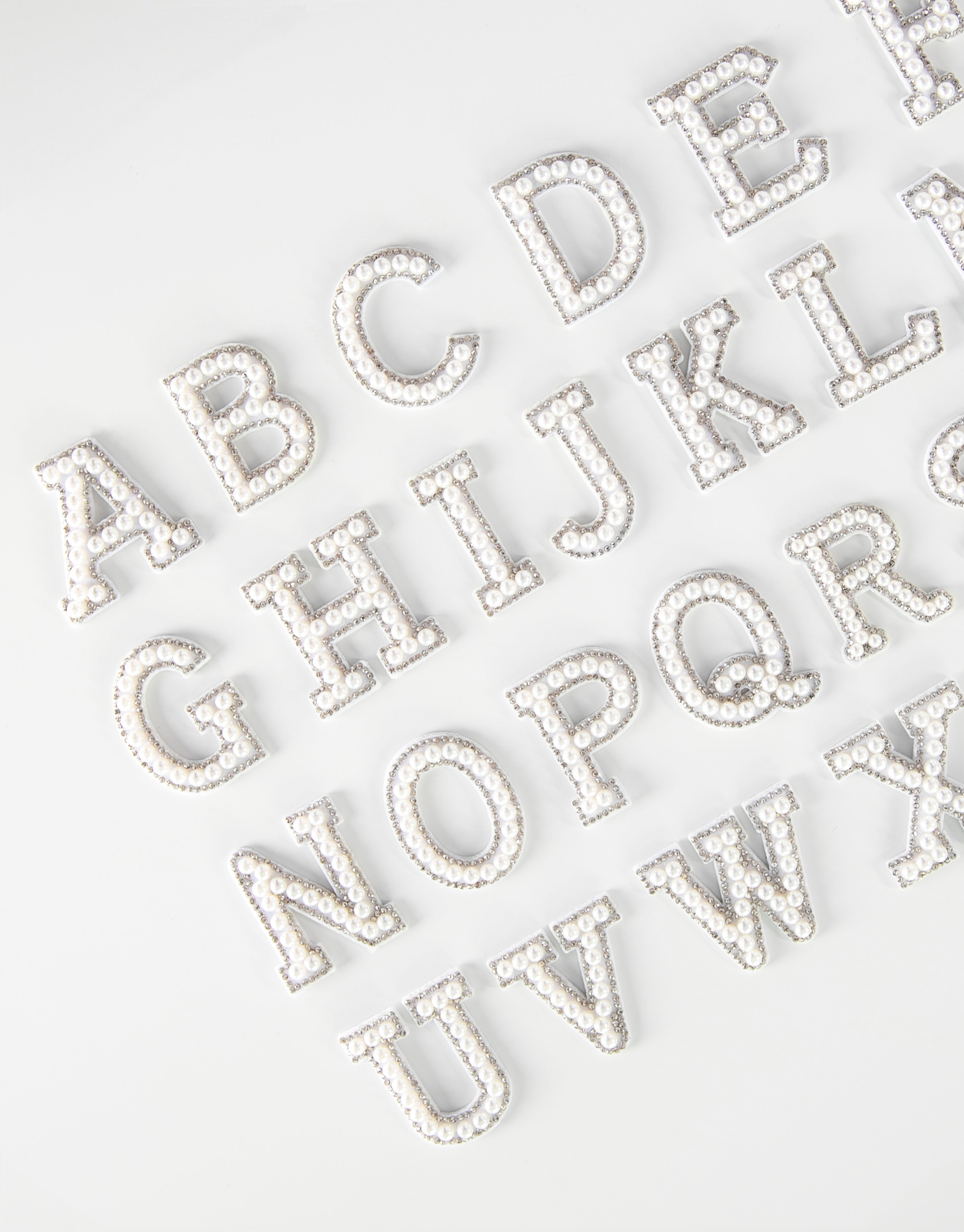 Handmade Pearl & Rhinestone Letters: Letter Patches from A - Z