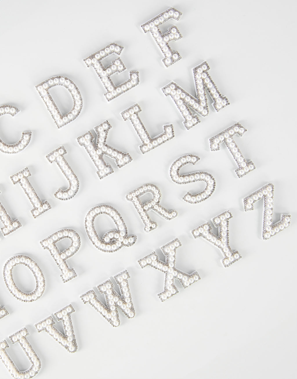 Handmade Pearl & Rhinestone Letters: Letter Patches from A - Z