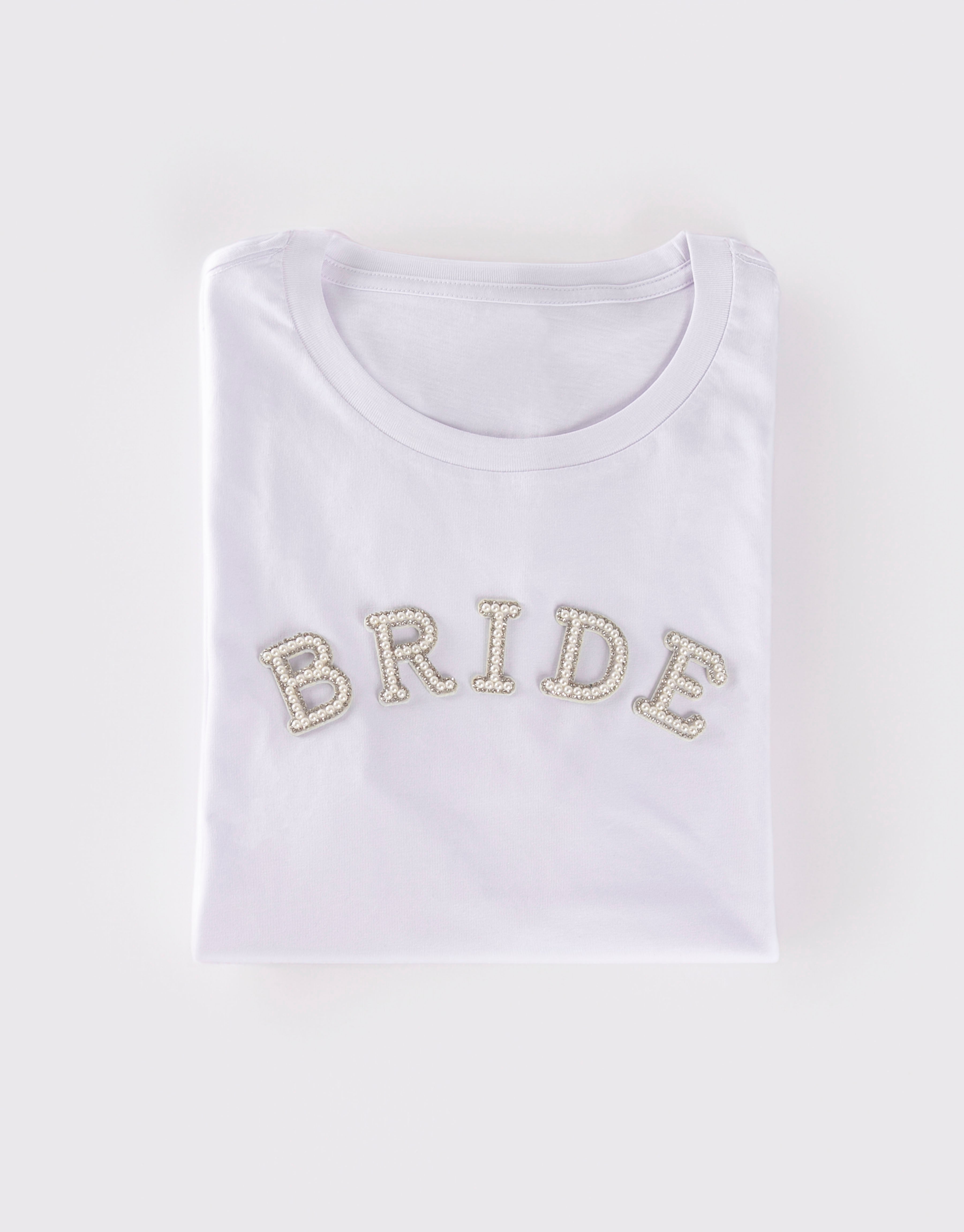 23Dreams White Bridal Pearls Cotton T-Shirt - Perfect Gift for the Bride