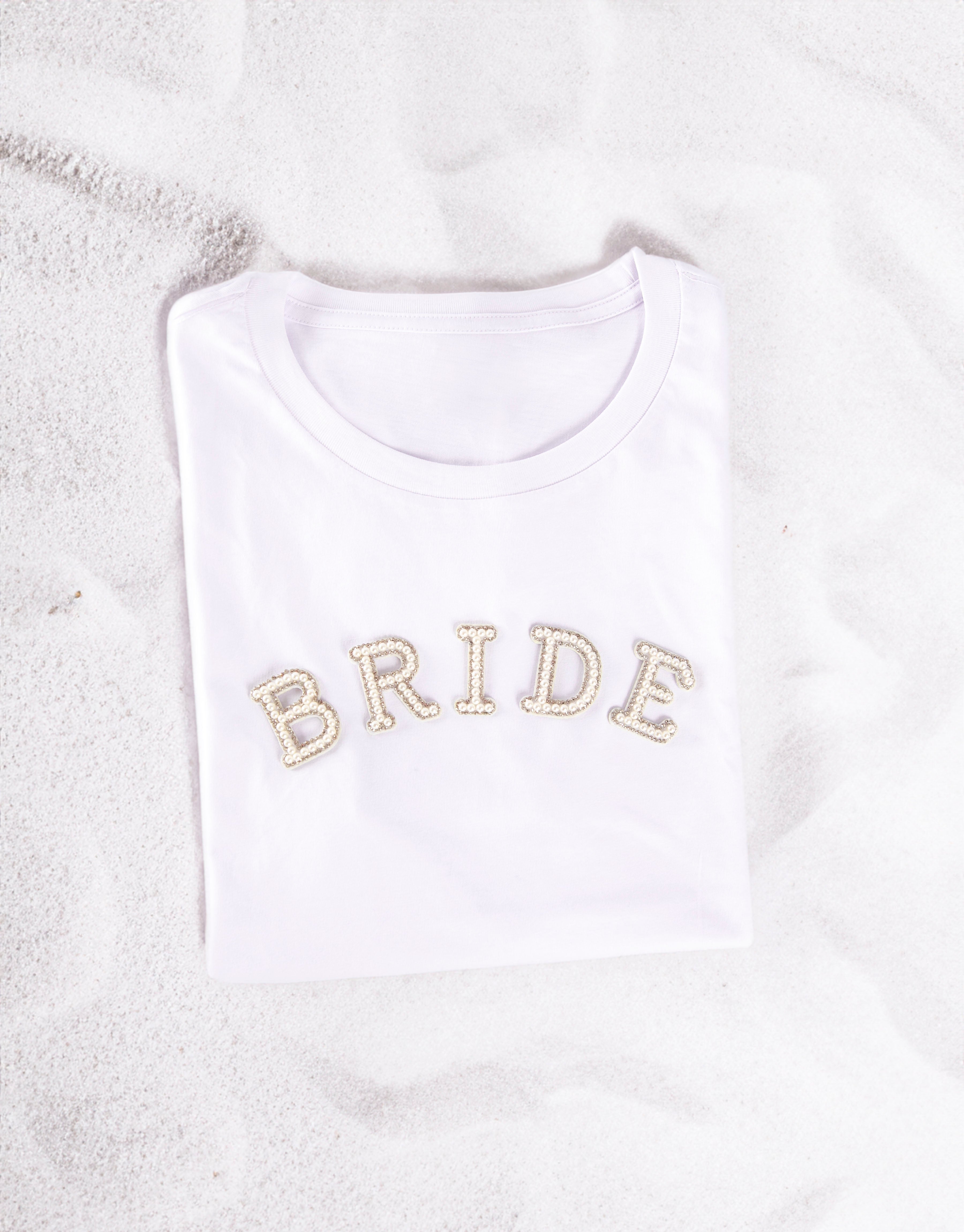 23Dreams White Bridal Pearls Cotton T-Shirt - Perfect Gift for the Bride