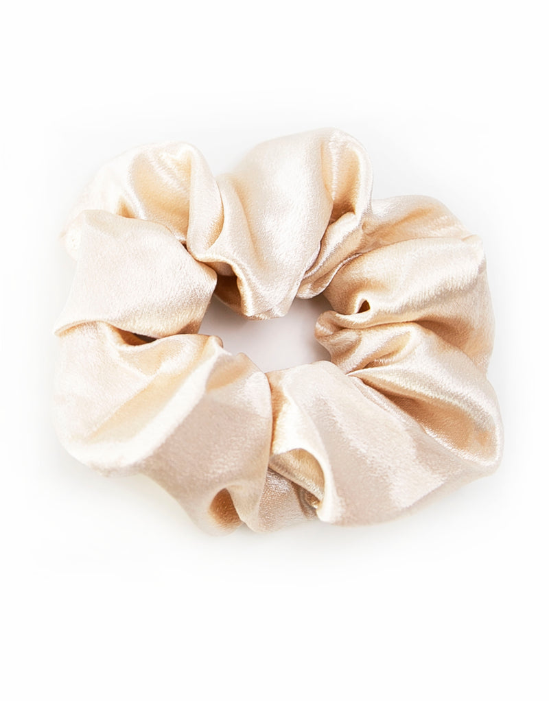 Satin Champagne Scrunchie - Hair accessory for top knots and high ponytails.