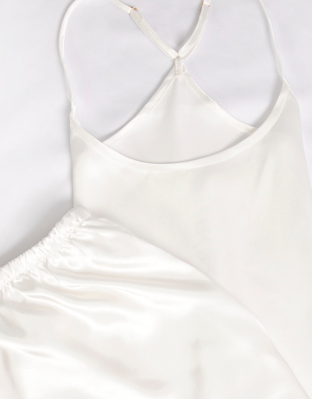 Luxe Satin Camisole Set - White 