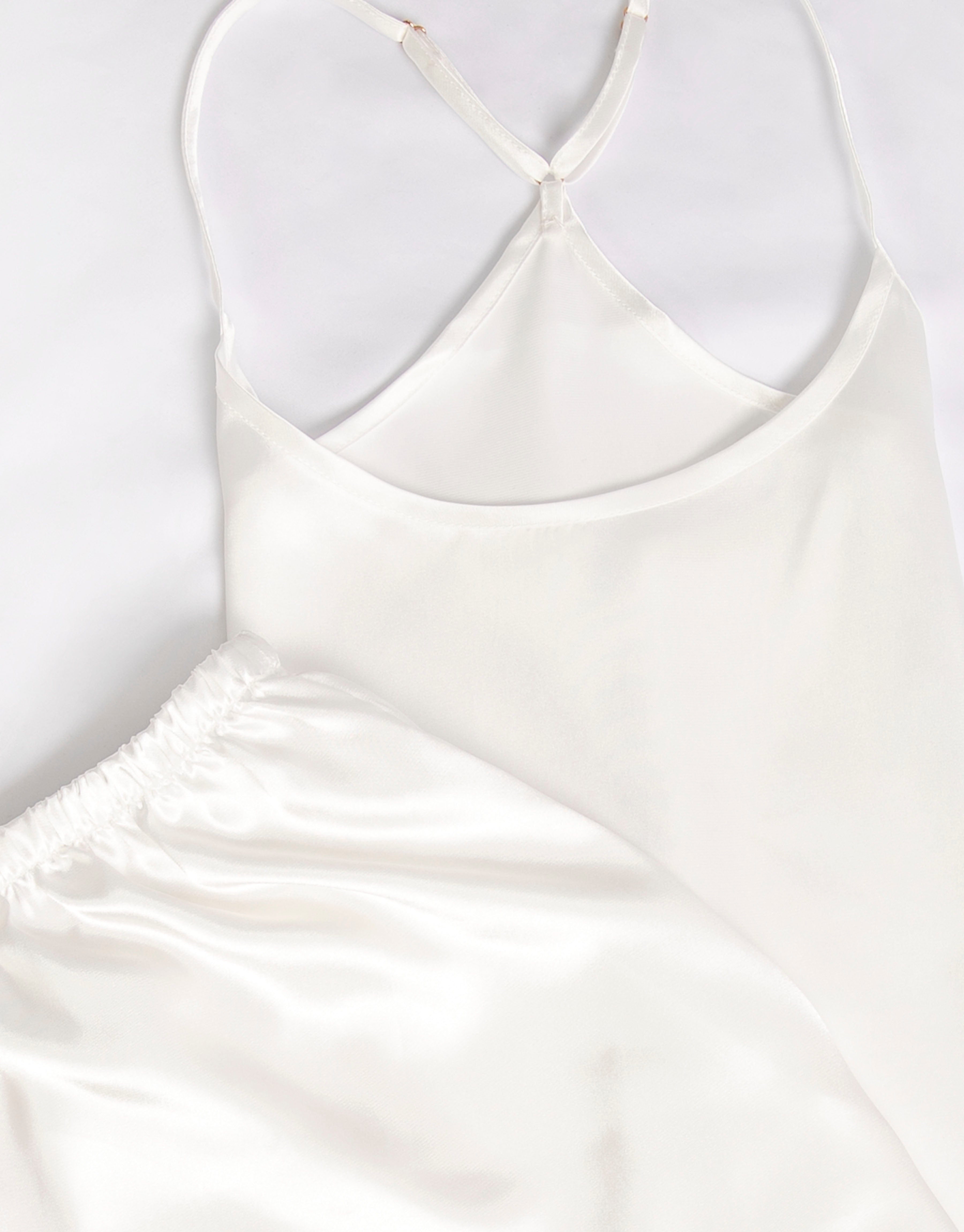Luxe Satin Camisole Set - White 