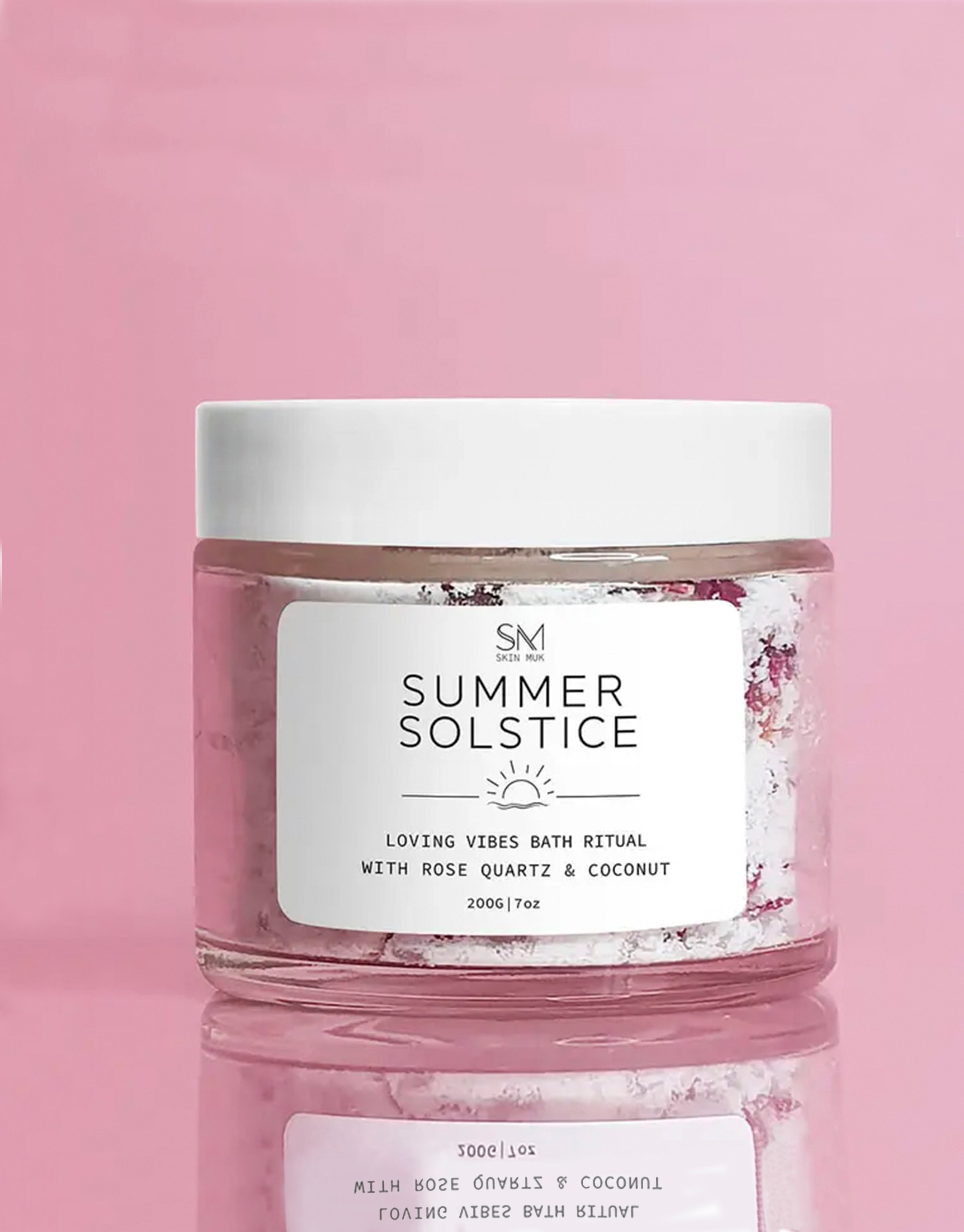 Summer Solstice Bath Salts in its glass jar