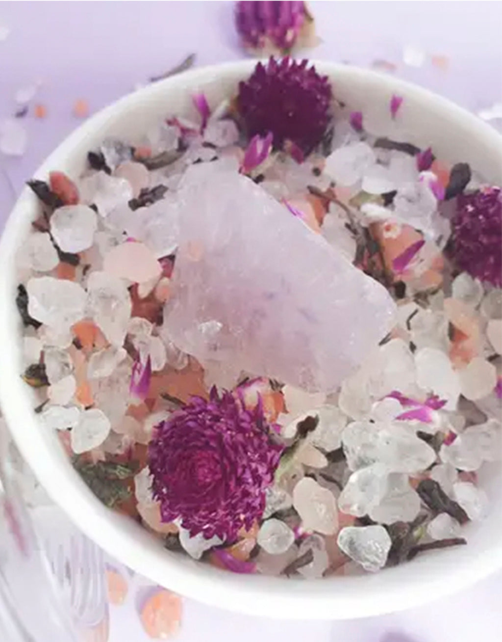Close-up of the Summer Solstice Bath Salts properties.