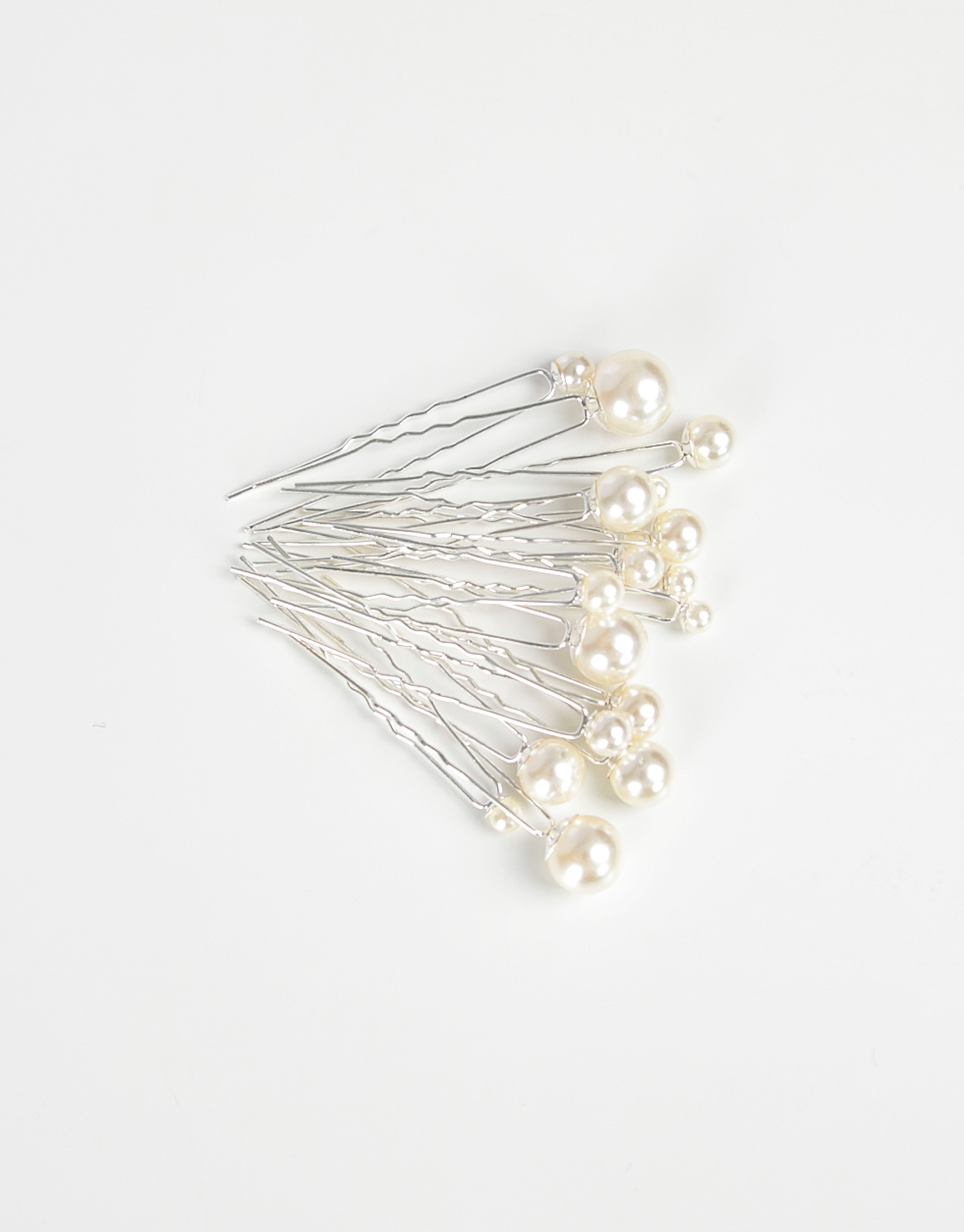 23Dreams Glamour Pearls Hair Pin Set in Silver - 18 Pins