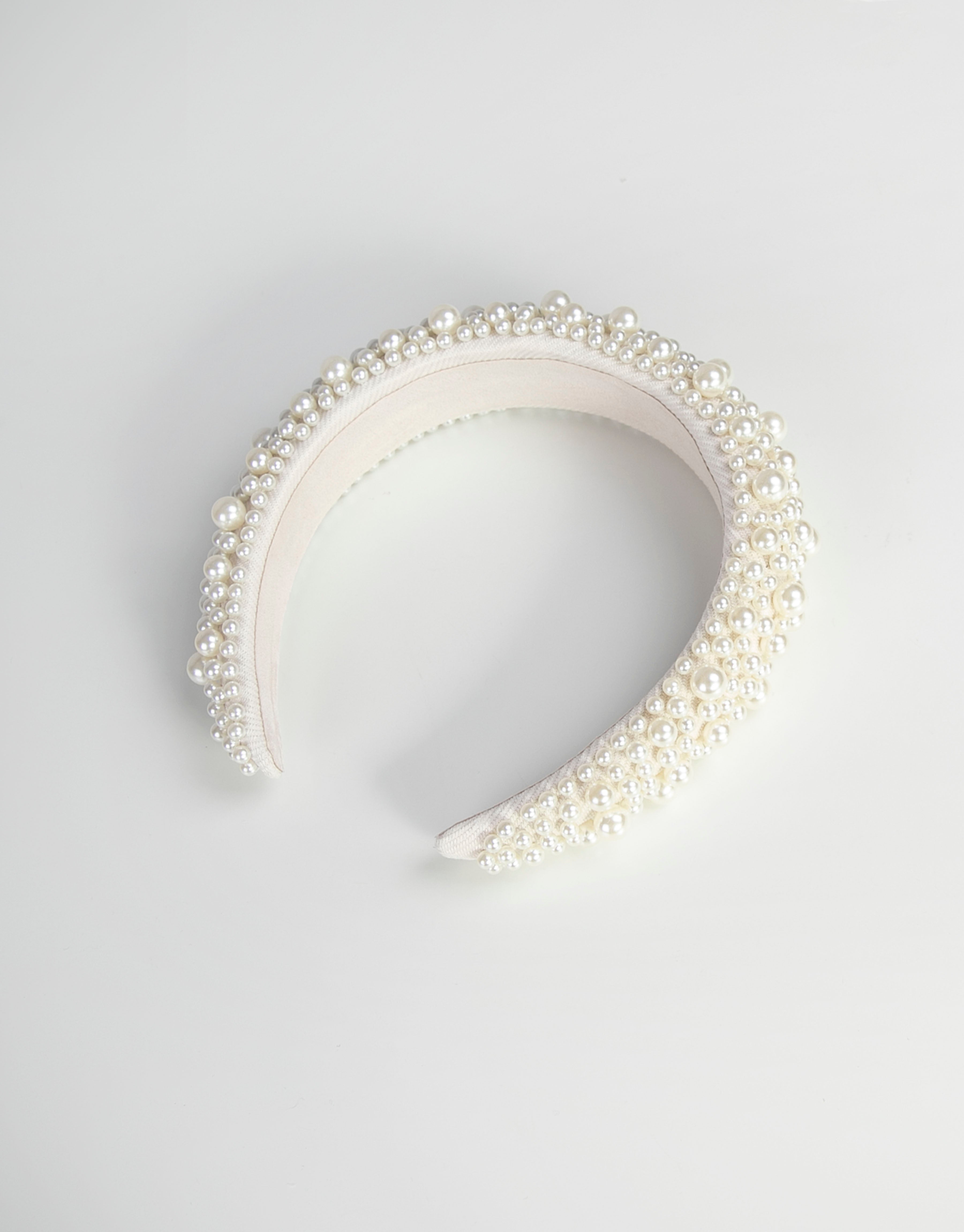 23Dreams White Pearled Headband - side view