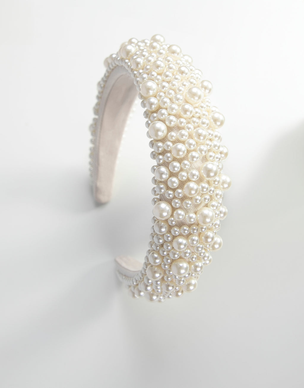 23Dreams White Pearled Headband - head view