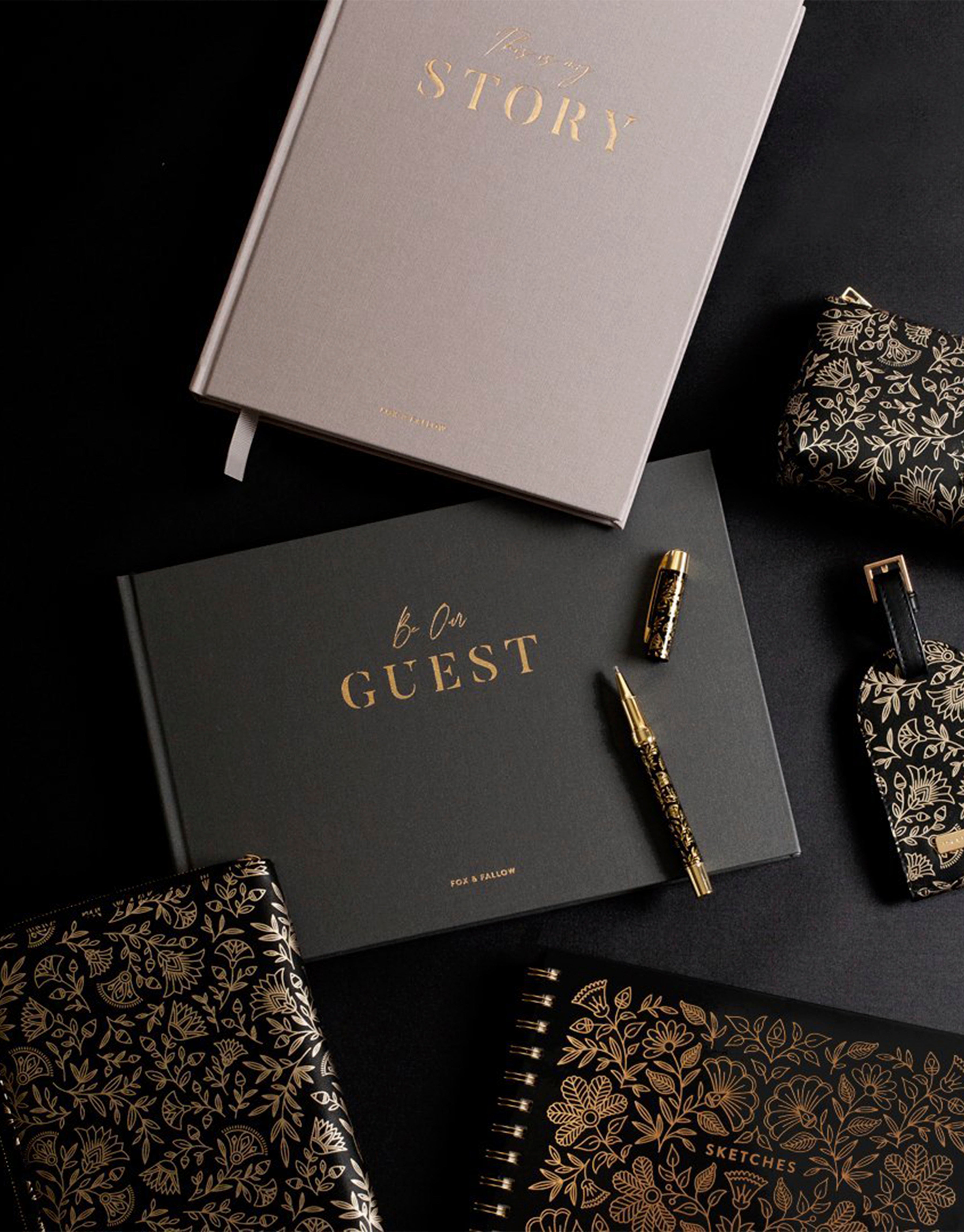 Elegant Wedding Guest Book with premium materials and gold foil details.