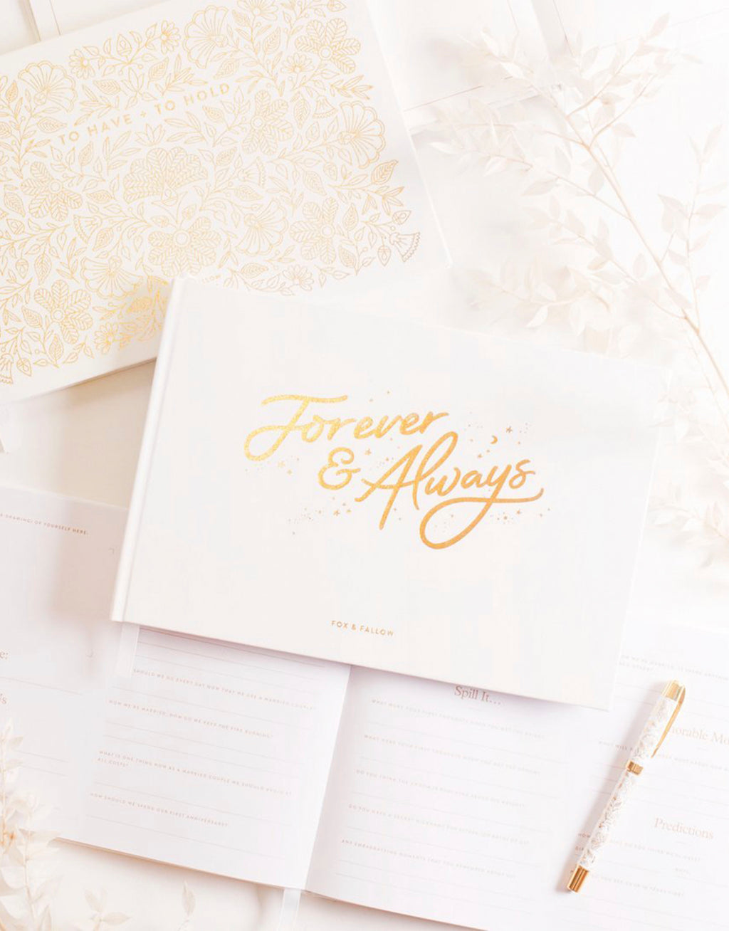 Quirky Wedding Guest Book with prompts and space for guest messages.